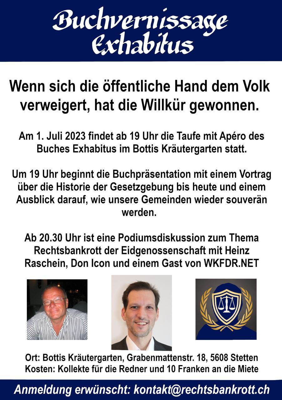 RECHTSBANKROTT Buchvernissage «Exhabitus» und Podium