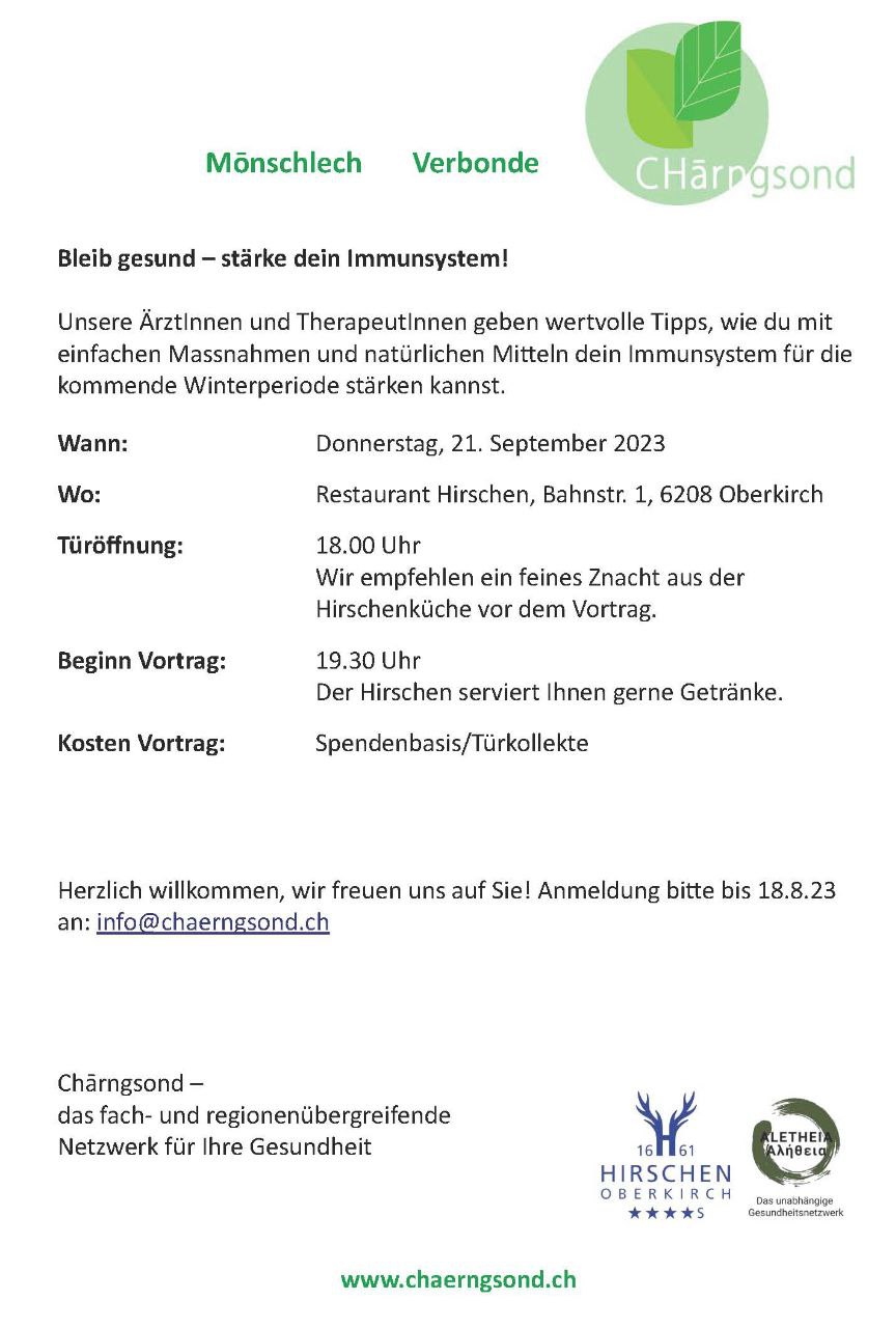 Bleib gesund – stärke dein Immunsystem! - 21.09.2023